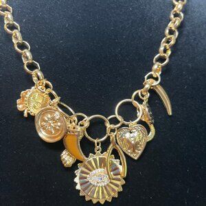 Gold tone CZ Charms Necklace